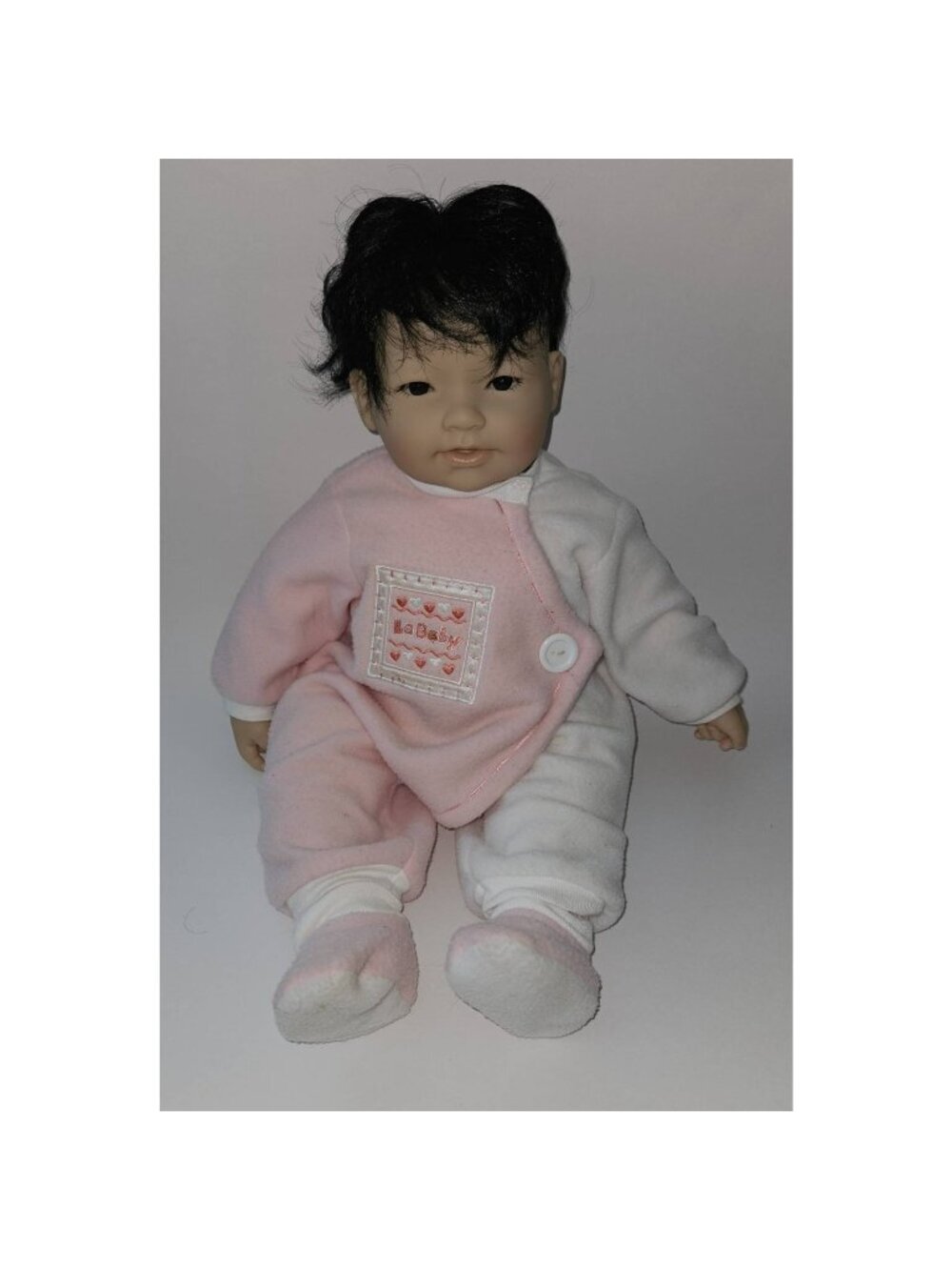 Berenguer Baby Girl Doll Asian Realistic 21" Long Black Hair Brown Eyes Outfit